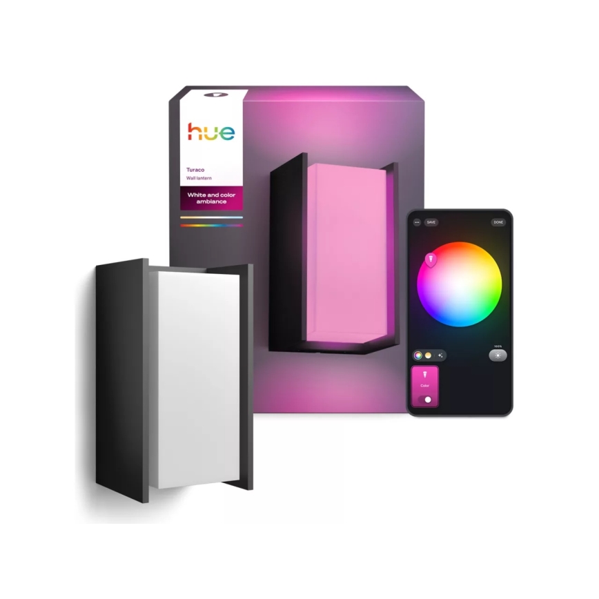 Philips - LED Stmívatelné venkovní nástěnné svítidlo Hue TURACO White And Color Ambiance 1xE27/8,1W/230V 1000-20000K