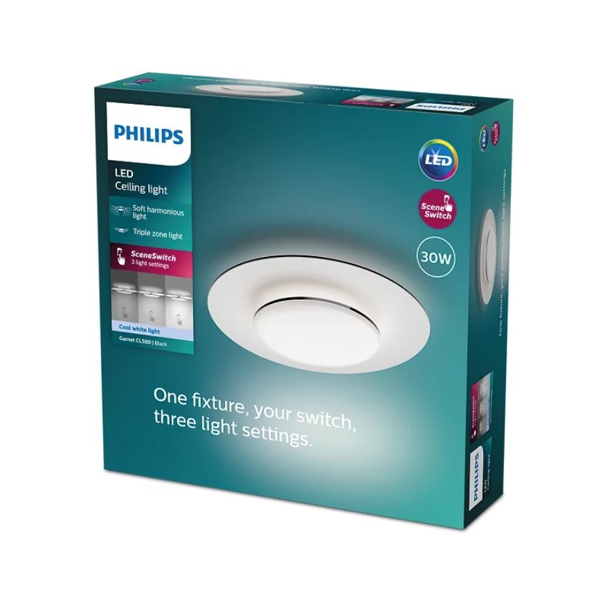 Philips- LED Stmívatelné stropní svítidlo SCENE SWITCH LED/30W/230V 4000K černá