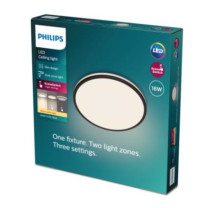 Philips - LED Stmívatelné stropní svítidlo SCENE SWITCH LED/18W/230V pr. 30 cm 2700K černá