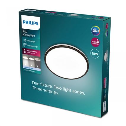 Philips - LED Stmívatelné stropní svítidlo SCENE SWITCH LED/18W/230V pr. 30 cm 4000K černá