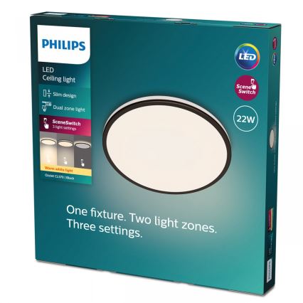 Philips - LED Stmívatelné stropní svítidlo SCENE SWITCH LED/22W/230V pr. 40 cm 2700K černá