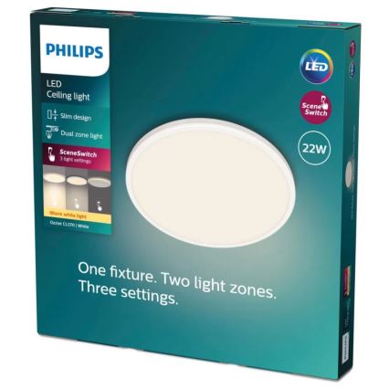 Philips - LED Stmívatelné stropní svítidlo SCENE SWITCH LED/22W/230V pr. 40 cm 2700K bílá