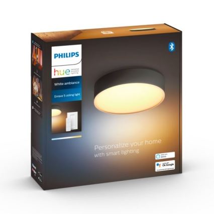 Philips - LED Stmívatelné stropní svítidlo Hue LED/9,6W/230V 2200-6500K pr. 261 mm černá + dálkové ovládání