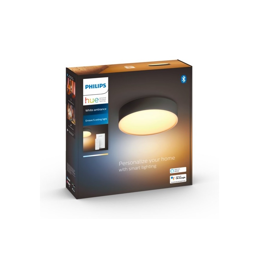 Philips - LED Stmívatelné stropní svítidlo Hue LED/9,6W/230V 2200-6500K pr. 261 mm černá + dálkové ovládání