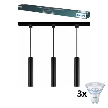Philips - LED Stmívatelný lustr na lanku v lištovém systému EASYLINK 3xGU10/6,2W/230V 2200-2700K 1m černá