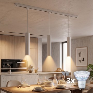 Philips - LED Stmívatelný lustr na lanku v lištovém systému EASYLINK 3xGU10/7W/230V 2200-2700K 1m bílá
