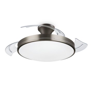 Philips-LED Stropní svítidlo s ventilátorem BLISS LED/35W/230V 5500/4000/2700K nikl + dálkové ovládání