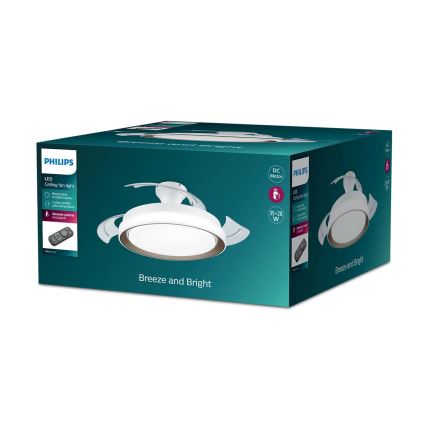 Philips-LED Stropní svítidlo s ventilátorem LED/35W/230V 5500/4000/2700K + dálkové ovládání zlatá
