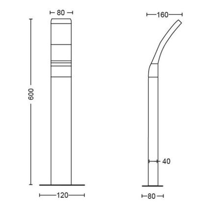 Philips - LED Venkovní lampa LED/12W/230V 4000K 60 cm IP44