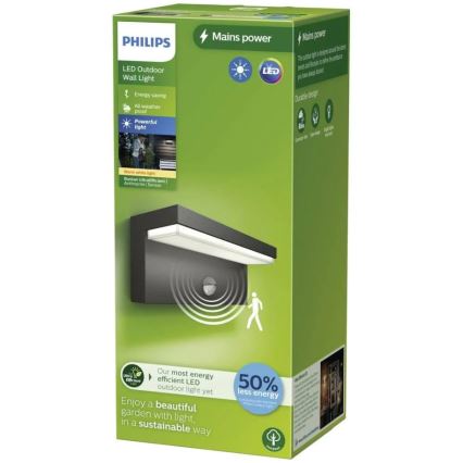 Philips - LED Venkovní nástěnné svítidlo se senzorem BUSTAN LED/3,8W/230V 2700K IP44
