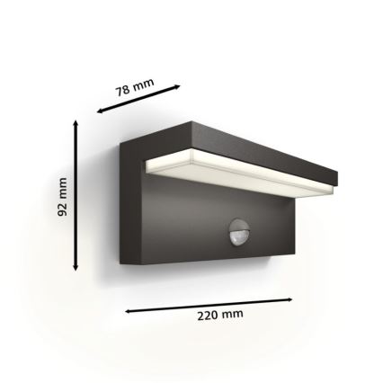 Philips - LED Venkovní nástěnné svítidlo se senzorem BUSTAN LED/3,8W/230V 2700K IP44