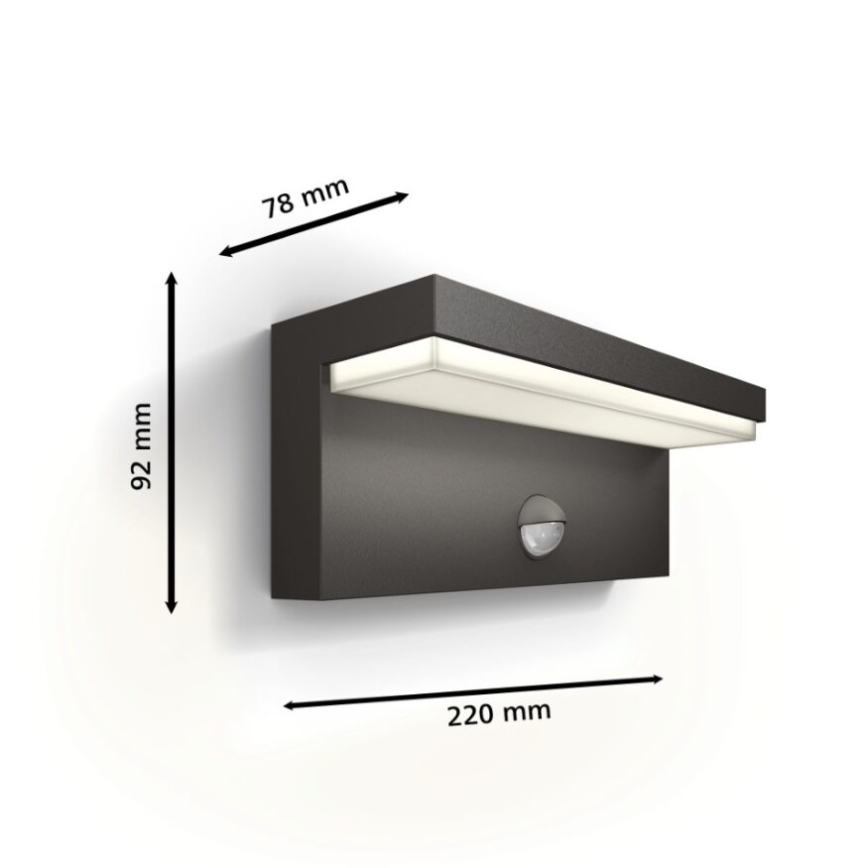 Philips - LED Venkovní nástěnné svítidlo se senzorem BUSTAN LED/3,8W/230V 2700K IP44