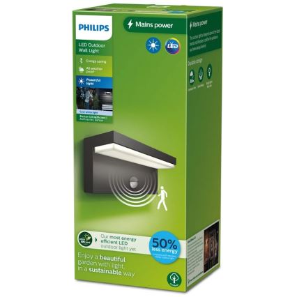 Philips - LED Venkovní nástěnné svítidlo se senzorem BUSTAN LED/3,8W/230V IP44