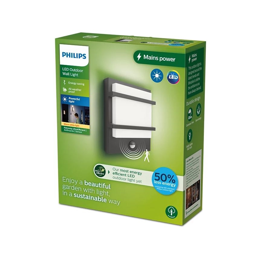 Philips - LED Venkovní nástěnné svítidlo se senzorem PETRONIA LED/3,8W/230V IP44