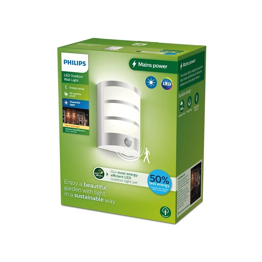 Philips - LED Venkovní nástěnné svítidlo se senzorem PYTHON LED/3,8W/230V IP44