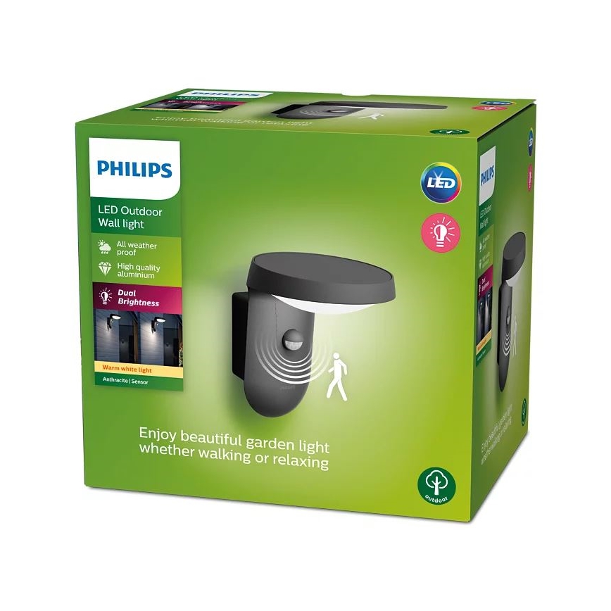 Philips - LED Venkovní nástěnné svítidlo se senzorem LED/9W/230V 2700K IP44