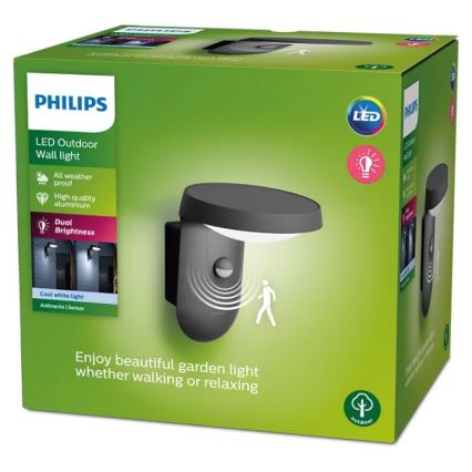 Philips - LED Venkovní nástěnné svítidlo se senzorem LED/9W/230V 4000K IP44