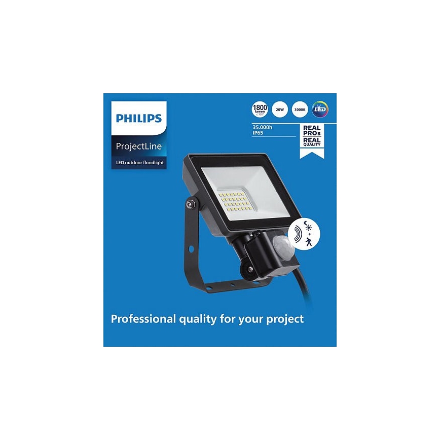 Philips - LED Venkovní reflektor se senzorem PROJECTLINE LED/20W/230V IP65 3000K