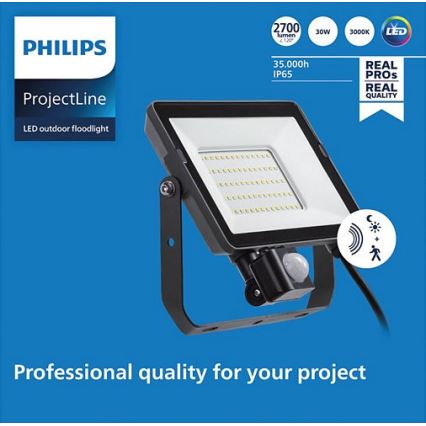 Philips - LED Venkovní reflektor se senzorem PROJECTLINE LED/30W/230V IP65 3000K