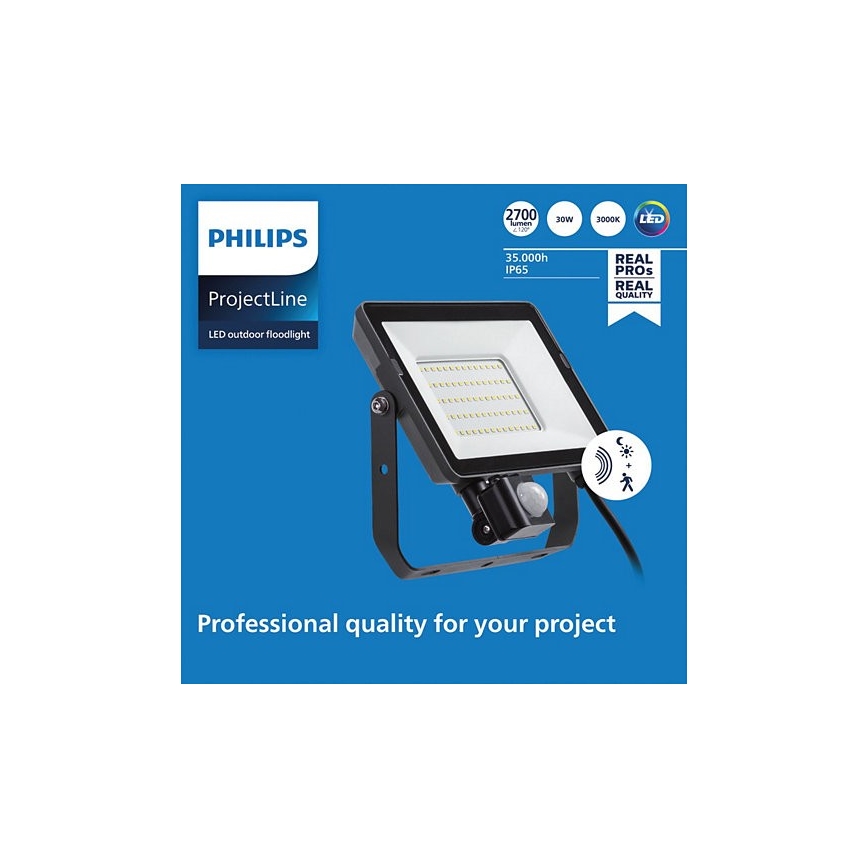 Philips - LED Venkovní reflektor se senzorem PROJECTLINE LED/30W/230V IP65 3000K