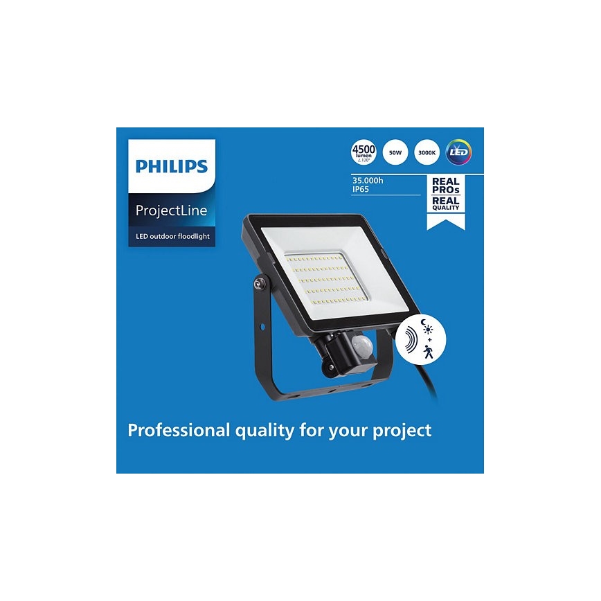 Philips - LED Venkovní reflektor se senzorem PROJECTLINE LED/50W/230V IP65 3000K