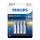 Philips LR03E4B/10 - 4 ks Alkalická baterie AAA ULTRA ALKALINE 1,5V 1250mAh