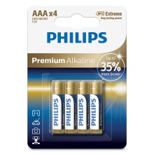 Philips LR03M4B/10 - 4 ks Alkalická baterie AAA PREMIUM ALKALINE 1,5V 1320mAh