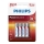 Philips LR03P4B/10 - 4 ks Alkalická baterie AAA POWER ALKALINE 1,5V 1150mAh