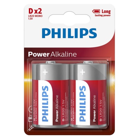 Philips LR20P2B/10 - 2 ks Alkalická baterie D POWER ALKALINE 1,5V 14500mAh