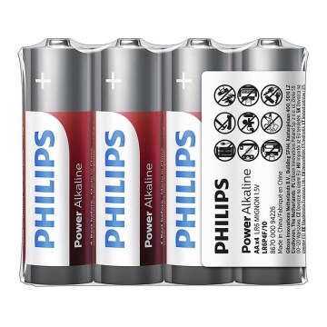 Philips LR6P4F/10 - 4 ks Alkalická baterie AA POWER ALKALINE 1,5V 2600mAh