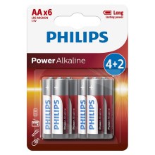 Philips LR6P6BP/10 - 6 ks Alkalická baterie AA POWER ALKALINE 1,5V