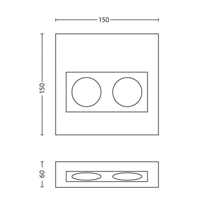 Philips Massive 33466/17/10 - Zásuvka pod kuchyňskou linku CUCINA 2x230V