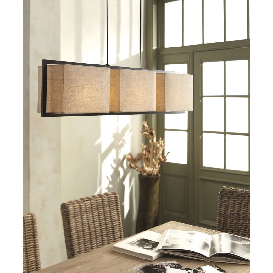 Philips Massive 37995/86/10 - Závěsný lustr MAUPA 3xE27/60W hnědá/béžová