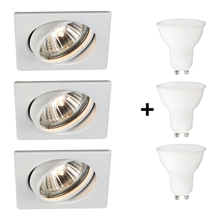 Philips Massive 59323/31/10 - SADA 3x LED Koupelnové podhledové svítidlo QUARTZ 3xGU10/6W + 3xGU10/50W