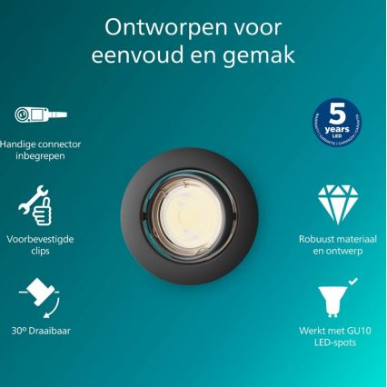 Philips - Podhledové svítidlo PERIDOT 1xGU10/7W/230V černá