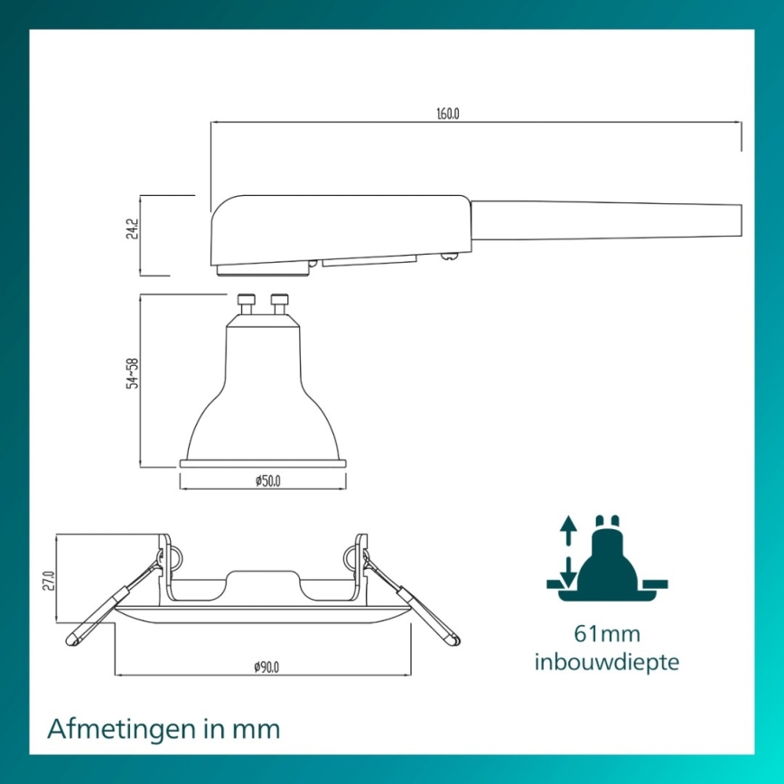 Philips - Podhledové svítidlo PERIDOT 1xGU10/7W/230V stříbrná
