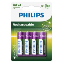 Philips R6B4B260/10 - 4 ks Nabíjecí baterie AA MULTILIFE NiMH/1,2V/2600 mAh