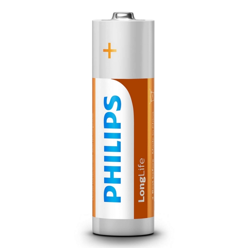 Philips R6L4B/10 - 4 ks Zinkochloridová baterie AA LONGLIFE 1,5V