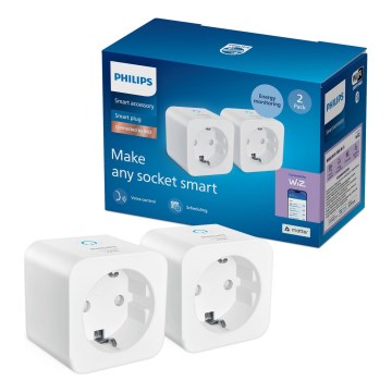 Philips - SADA 2x Chytrá zásuvka SCHUKO 2300W + powermetr Wi-Fi
