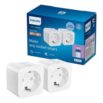 Philips - SADA 2x Chytrá zásuvka SCHUKO 2300W Wi-Fi