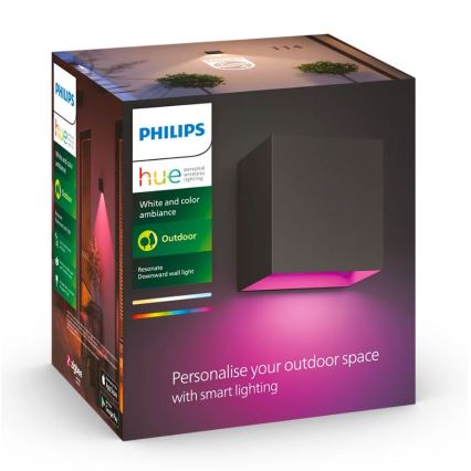 Philips - SADA 2x LED RGBW Stmatelné venkovní nástěnné svítidlo Hue RESONATE LED/8W/230V 2000-6500K IP44
