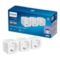 Philips - SADA 3x Chytrá zásuvka SCHUKO 2300W Wi-Fi