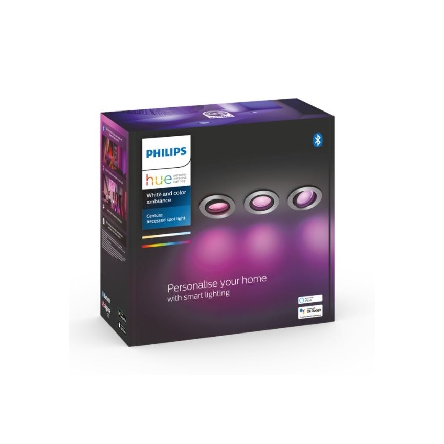 Philips - SADA 3x LED RGB Stmívatelné podhledové svítidlo Hue CENTURA 1xGU10/5,7W/230V 2000-6500K