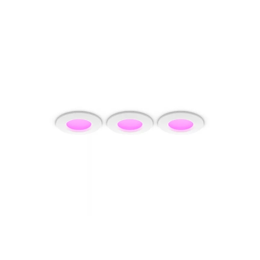 Philips - SADA 3x LED RGBW Stmívatelné koupelnové podhledové svítidlo Hue SLIM LED/8,3W/230V 1000-20000K bílá P44