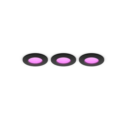 Philips - SADA 3x LED RGBW Stmívatelné koupelnové podhledové svítidlo Hue SLIM LED/8,3W/230V 1000-20000K černá P44