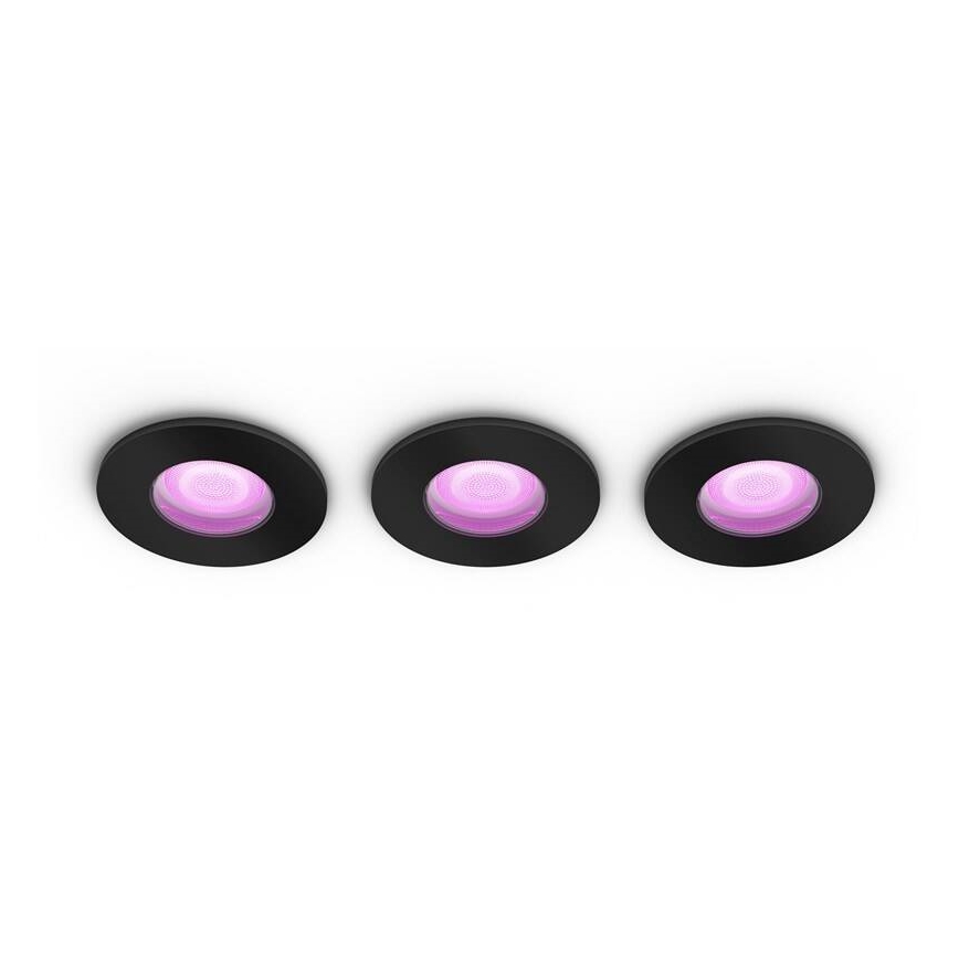Philips -SADA 3x LED RGBW Stmívatelné koupelnové podhledové svítidlo Hue XAMENTO 1xGU10/5,7W/230V 2200-6500K IP44