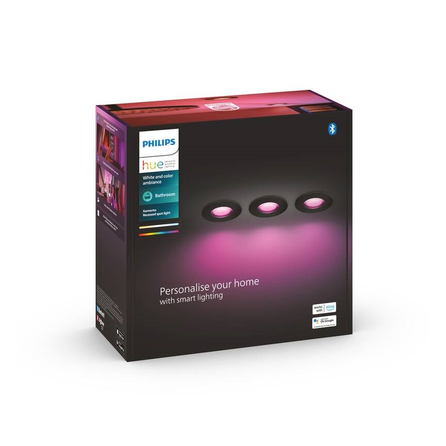 Philips -SADA 3x LED RGBW Stmívatelné koupelnové podhledové svítidlo Hue XAMENTO 1xGU10/5,7W/230V 2200-6500K IP44
