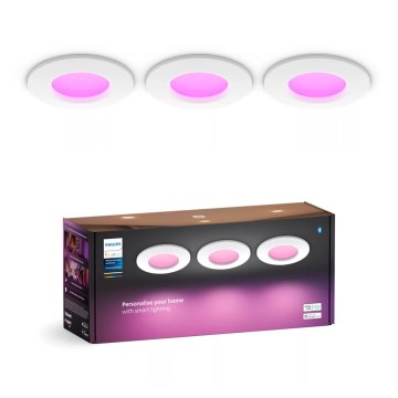 Philips - SADA 3x LED RGBW Stmívatelné koupelnové podhledové svítidlo Hue SLIM LED/8,3W/230V IP44 2000-6500K