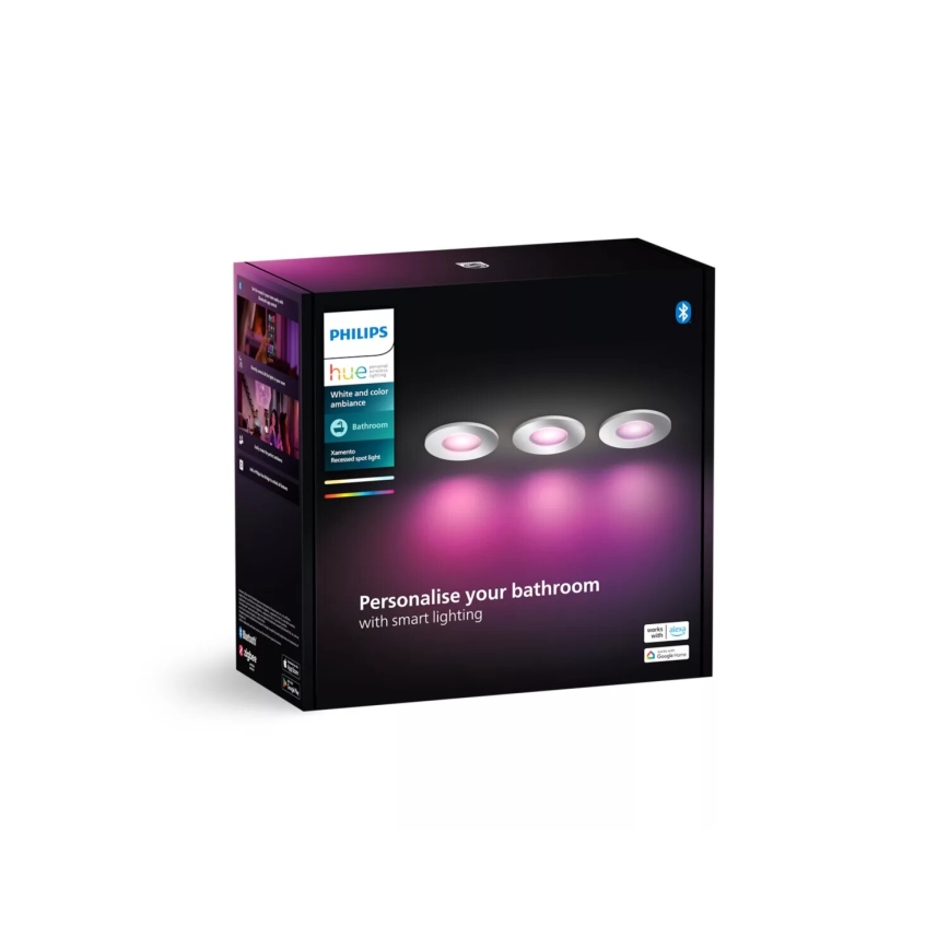 Philips - SADA 3x LED RGBW Stmívatelné koupelnové podhledové svítidlo Hue XAMENTO 1xGU10/4,2W/230V IP44 2000-6500K