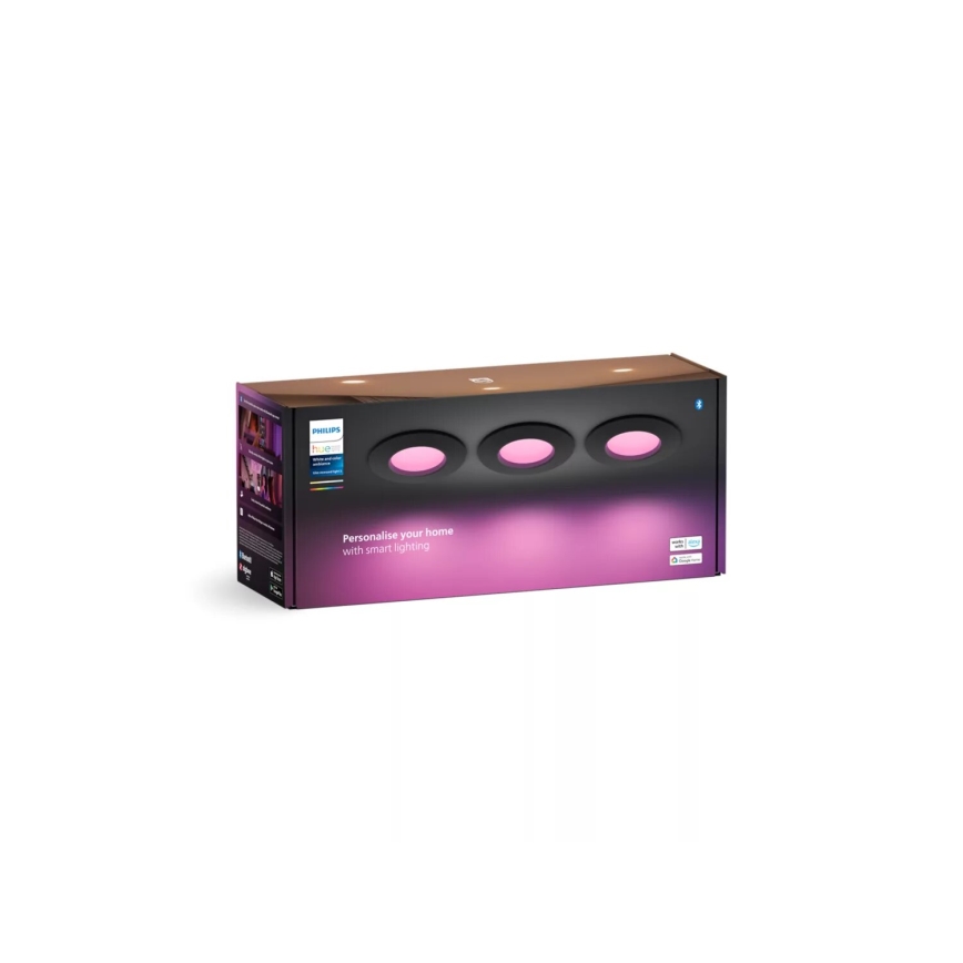 Philips - SADA 3x LED RGBW Stmívatelné koupelnové podhledové svítidlo Hue SLIM LED/8,3W/230V IP44 2000-6500K